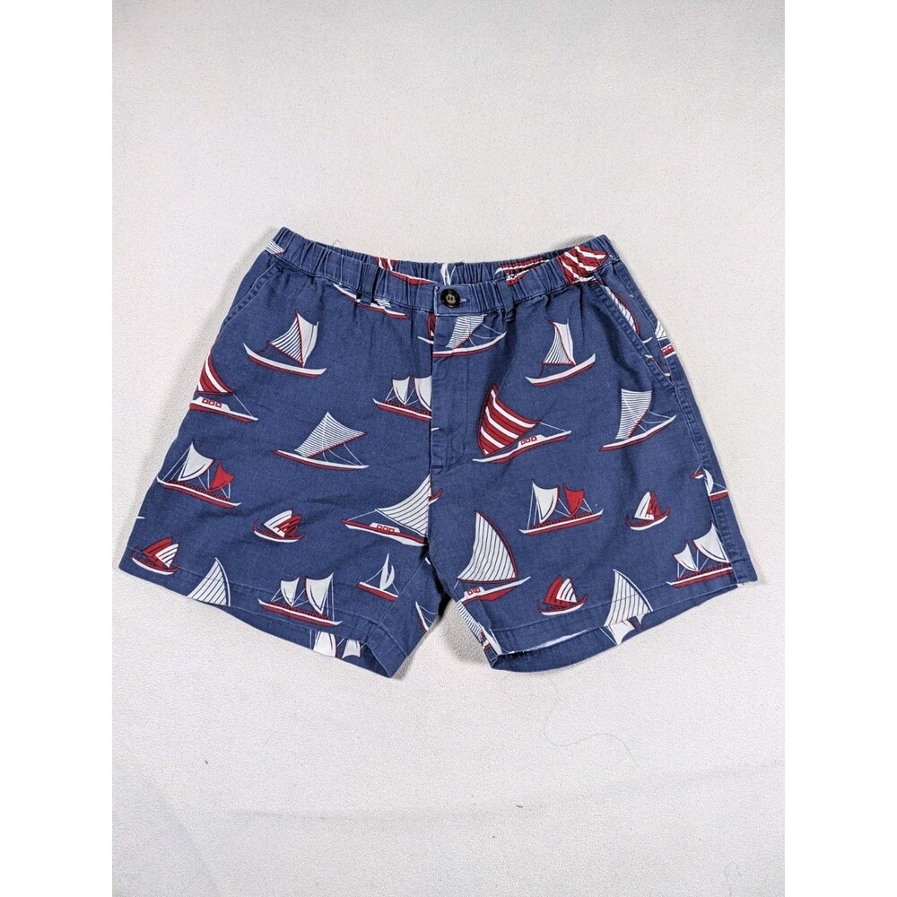 Chubbies USA Blue Red Sailboat Print Casual Chino 5" Short Shorts Men's Size L